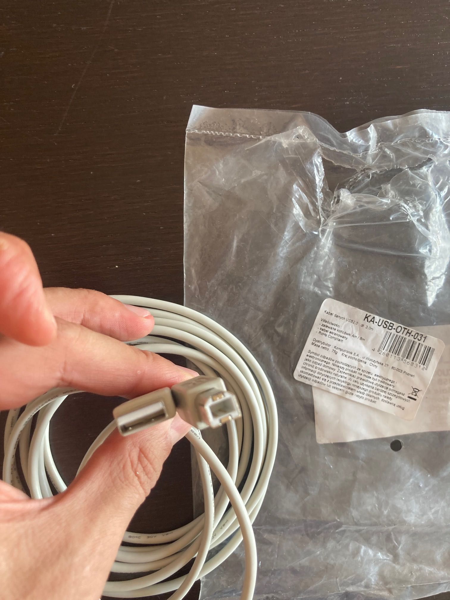 Kabel danych USB  A-B LogiLink - 3 metry (nieużywany)