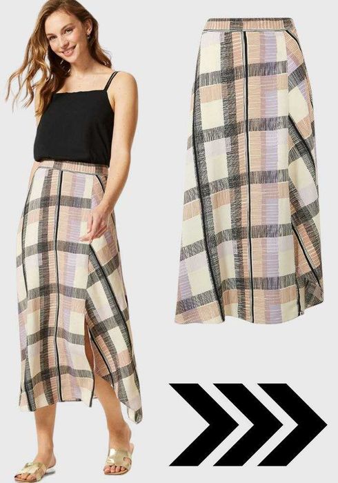 Длинная юбка летняя вискоза в принт с разрезами Marks&Spencer р. XS/S