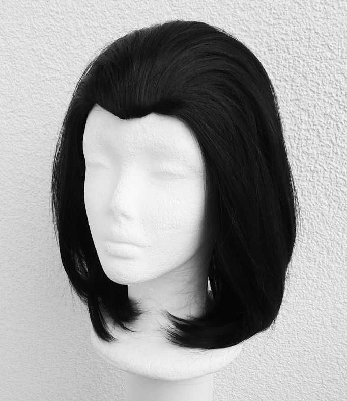 Loki Marvel cosplay wig czarna peruka bez grzywki z zaczesem bob