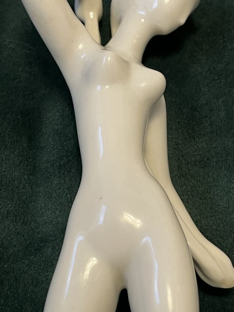 Figurka Drasche vintage akt naga kobieta z ręcznikem sygnowana porcela