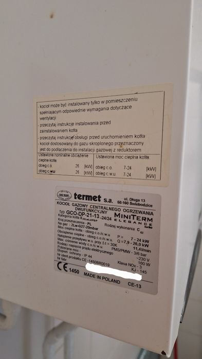 Piec gazowy termet miniterm elegance 24/24 dwufunkcyjny GCO-DP-21-13