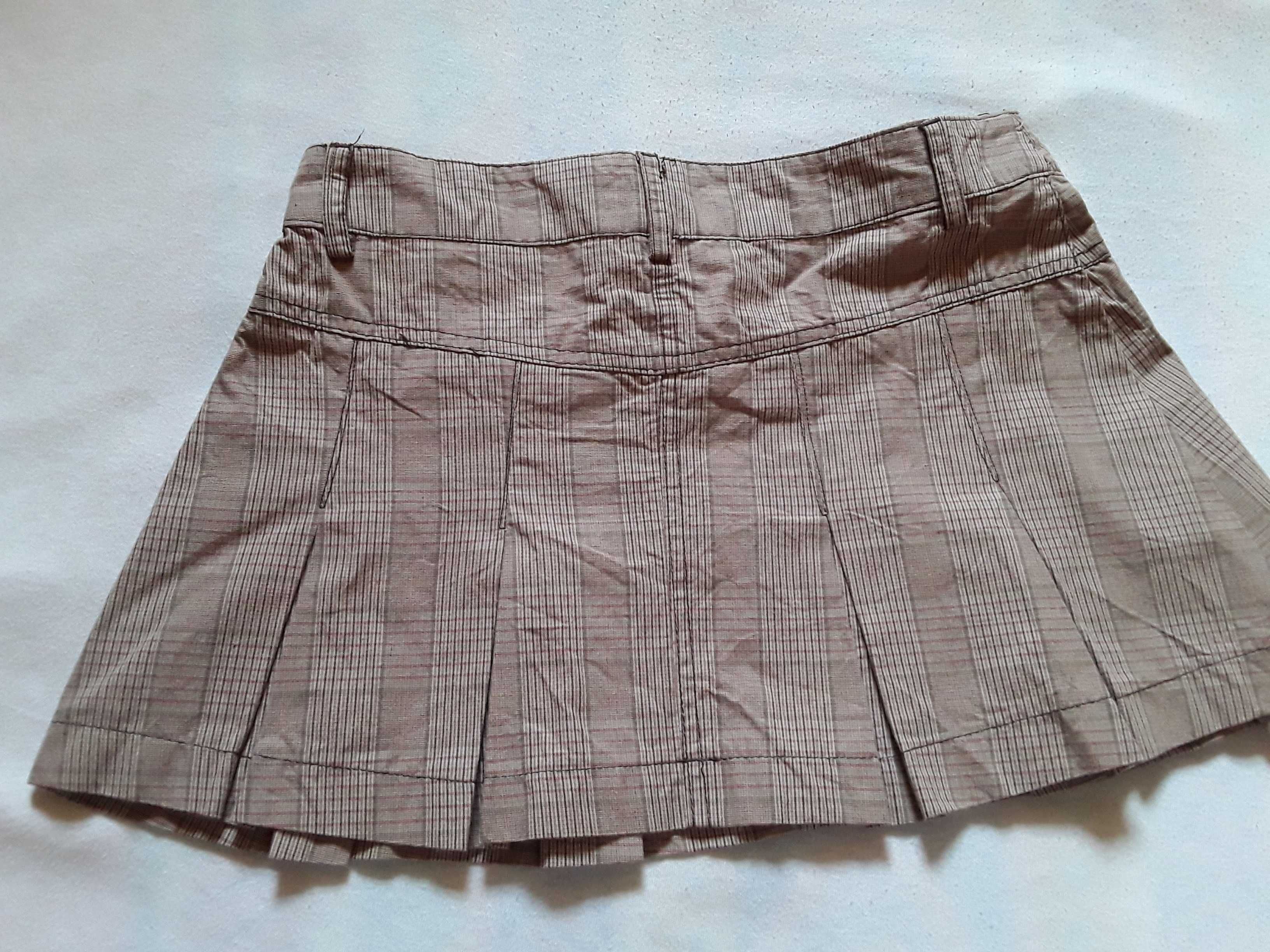 Spódnica dziewczęca beżowa kratka,  biodrówka 158-164 cm idealna