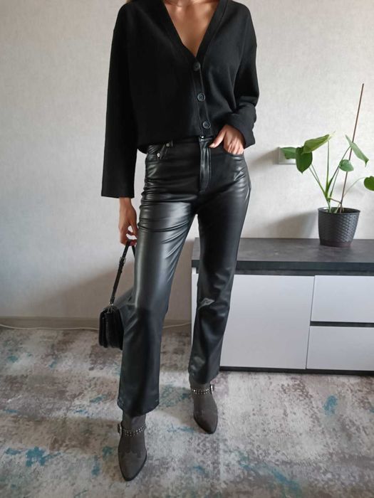 Шкіряні штани Zara розмір S кожаные штаны Зара черные джегинсы