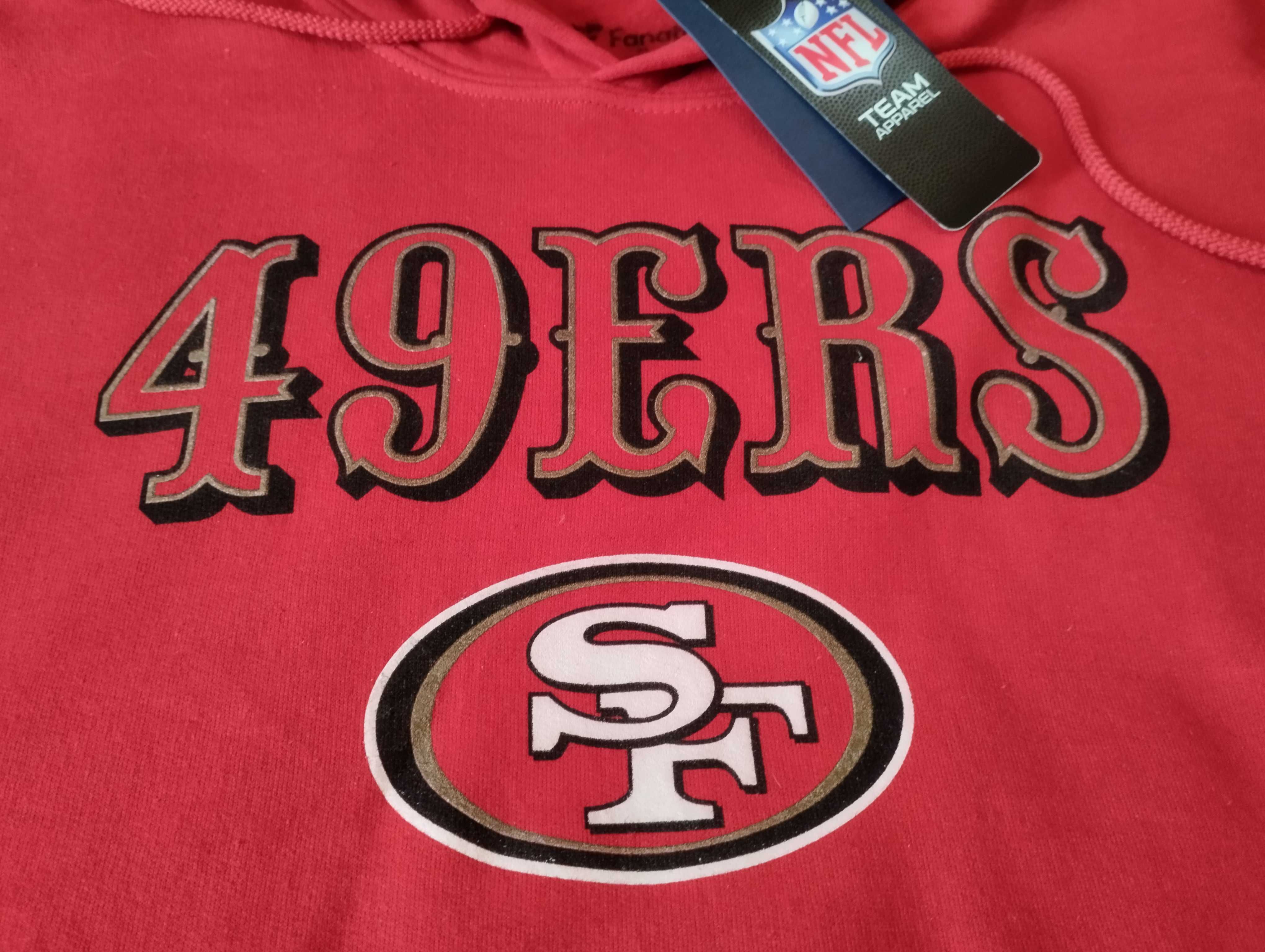 Nowa ciepła czerwona bluza z kapturem NFL San Francisco Stan Nowy L
