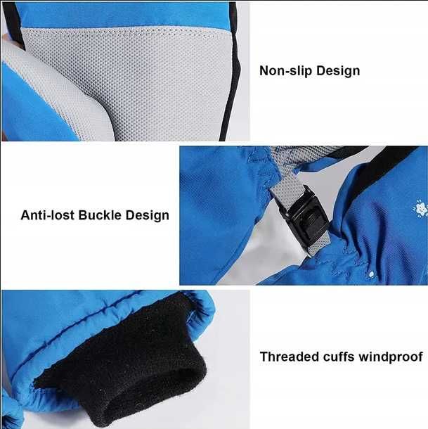 Rękawiczki Narciarskie dla Dzieci Zimowe Ciepłe XS 5-7 lat