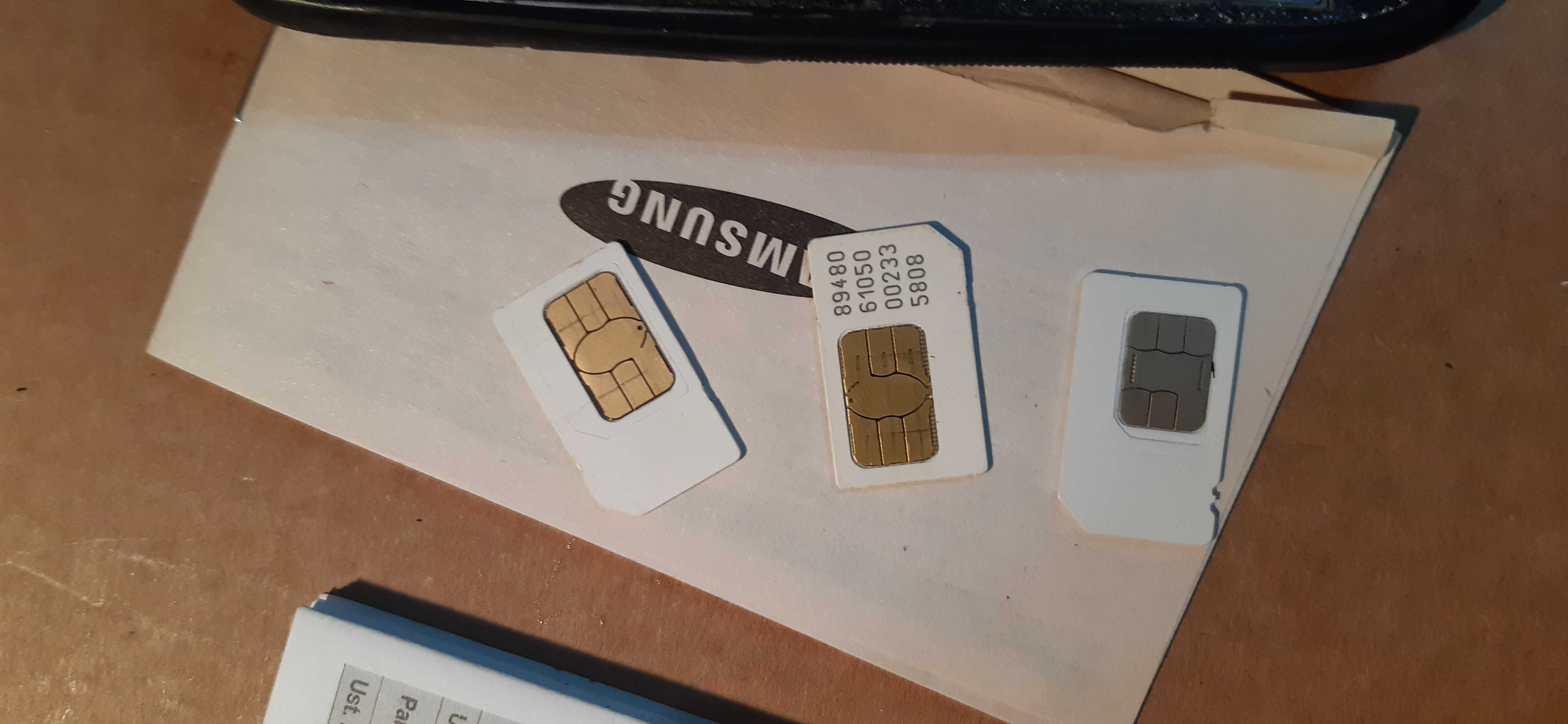 stare karty sim, instrukcje telefon i opakowanie