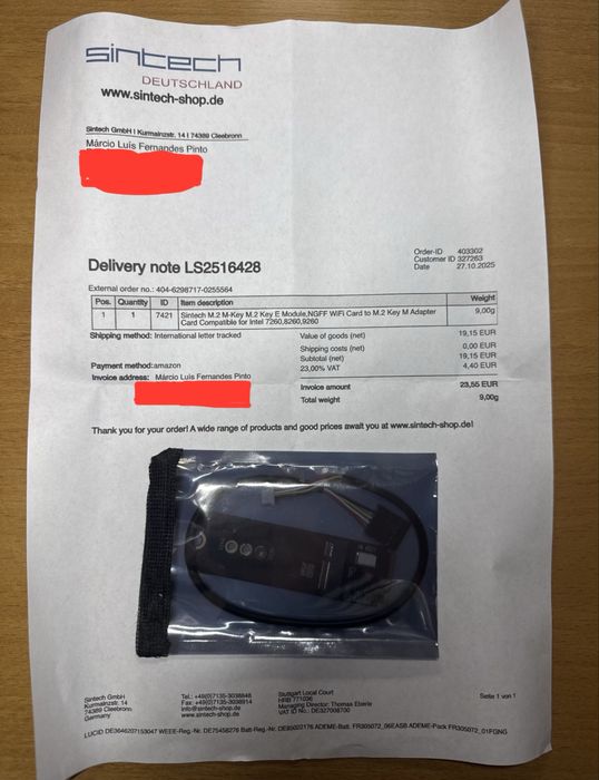 Sintech NGFF WiFi Card to M.2 Key M Adapter Card