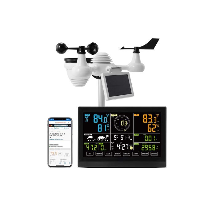 Domowa stacja pogodowa Wi-Fi z panelem solarnym i uchwytem aluminiowym