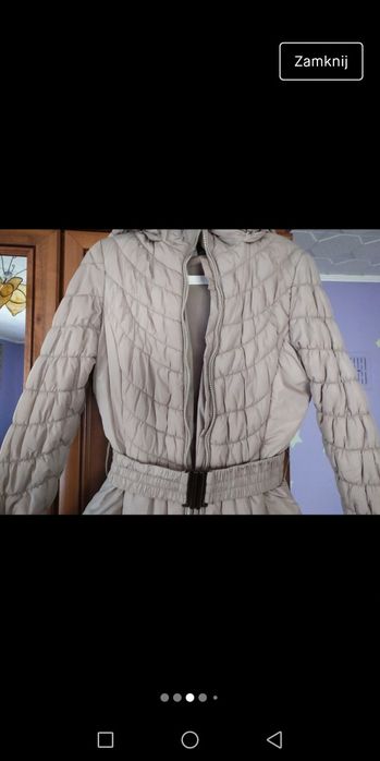 Kurtka damska zimowa marszczona beżowa rozm XL