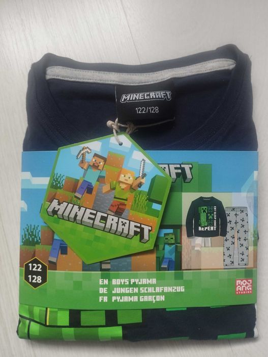 Piżama Minecraft granatowo szara r 122/128