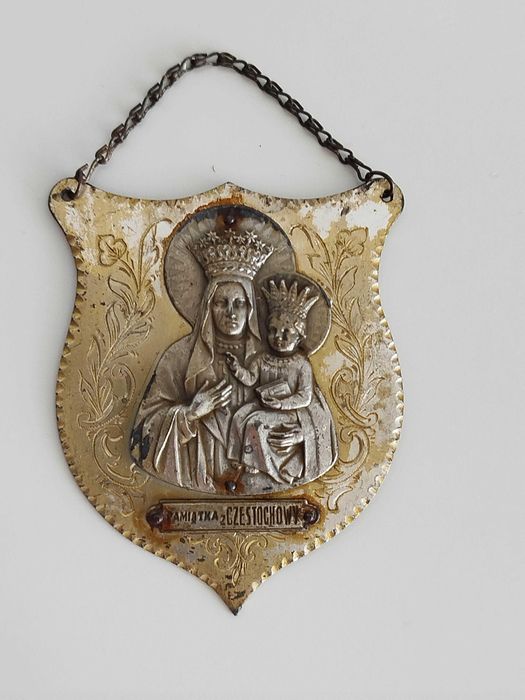Stary ryngraf Matka Boska Częstochowska pamiątka z Częstochowy