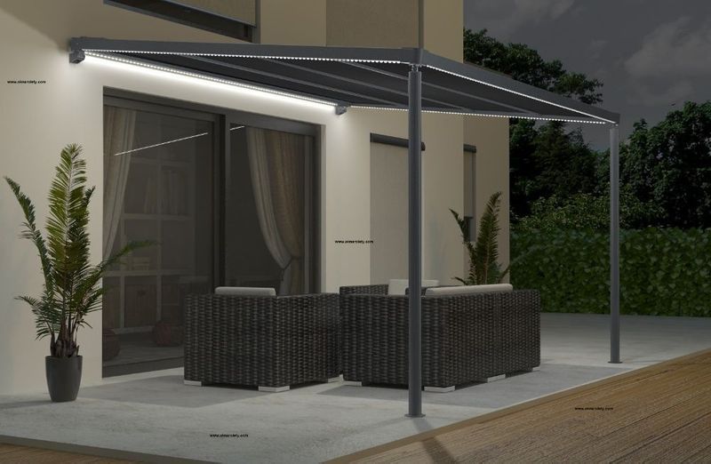 Pergola przyścienna tarasowa silnik + LED 400x400 Super Cena!