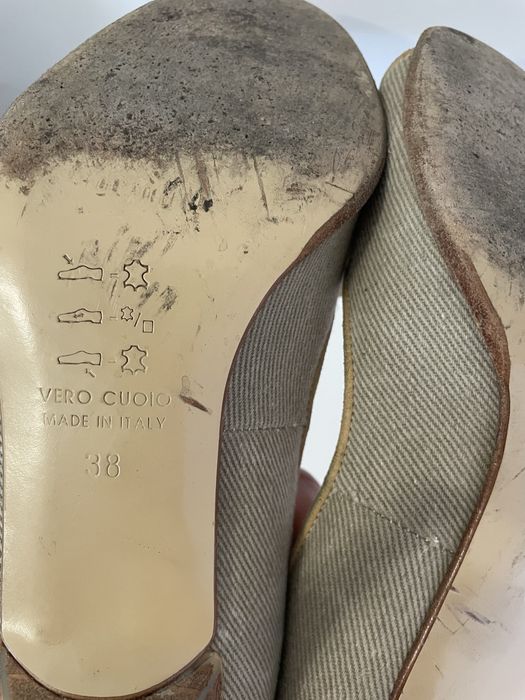 Pantofle Signature włoskie skóra naturalna szpilki otwarte palce