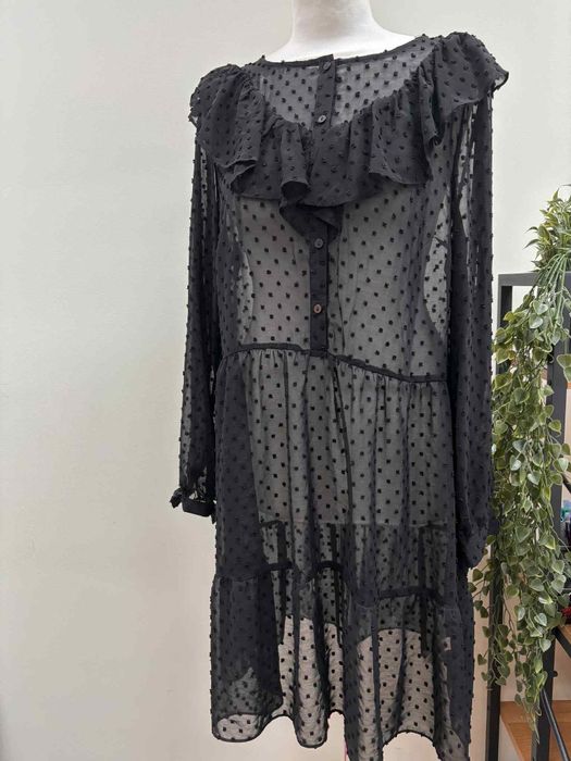 Transparentna sukienka czarna elegancka długi rękaw Primark . Xl 42