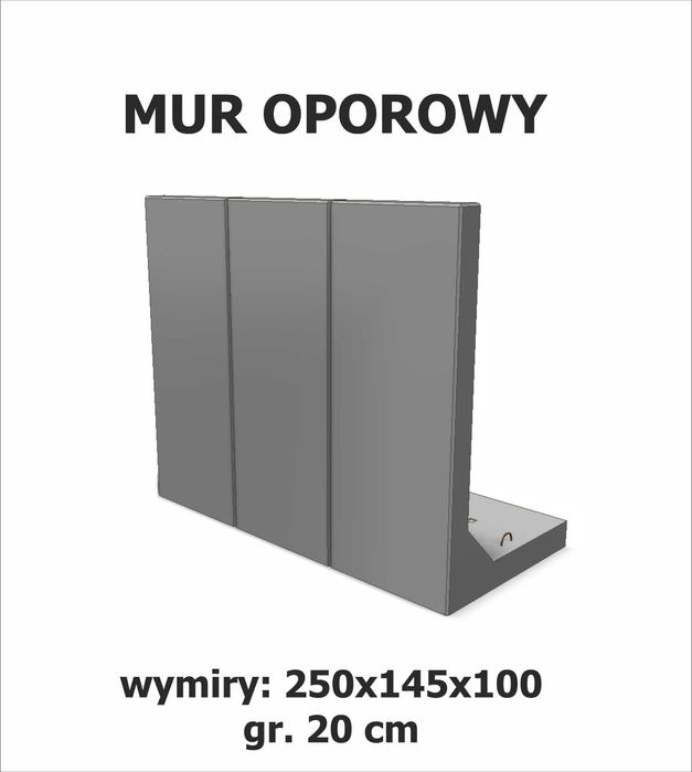 Mur oporowy, 250 x 145 x 20, Duża Ściana oporowa
