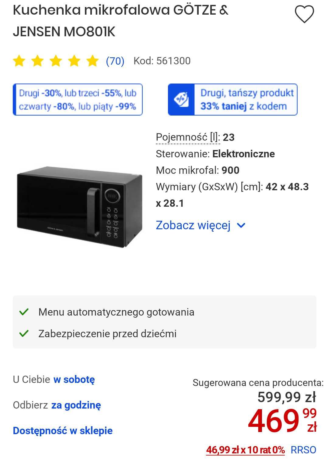 Czarna kuchenka mikrofalowa. Nowa.