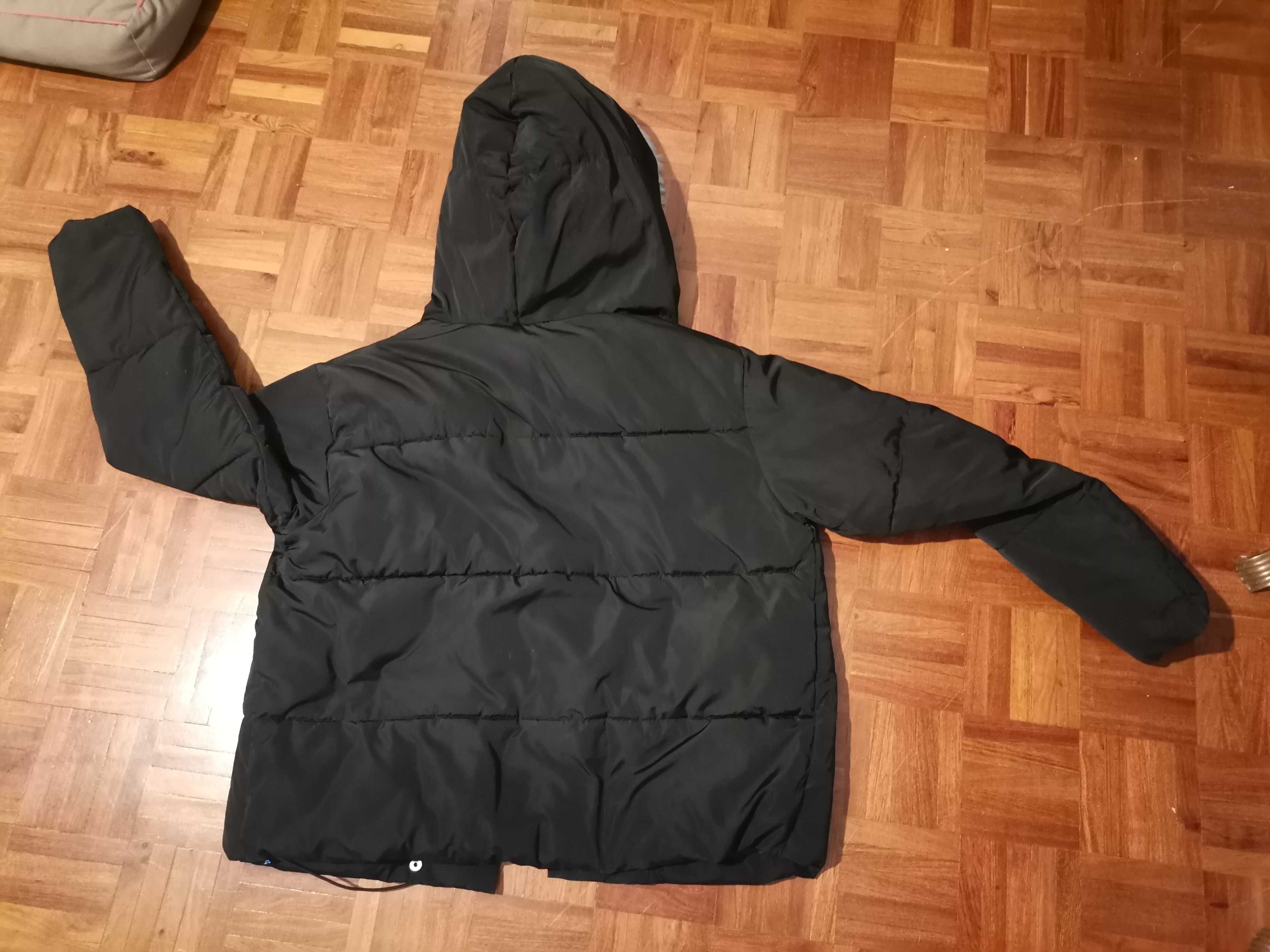 Blusão quente c/ gorro forrado a pelo