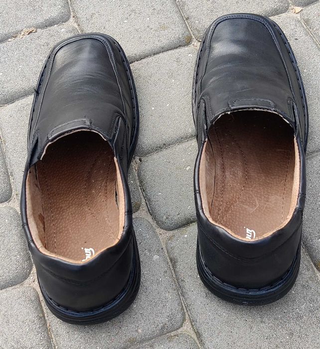 Buty skórzane męskie Łukbut półbuty mokasyny czarne 44