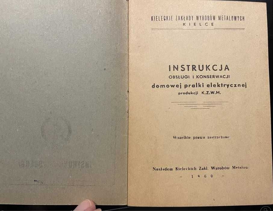 Instrukcja pralki domowej Typ E tzw. Franii