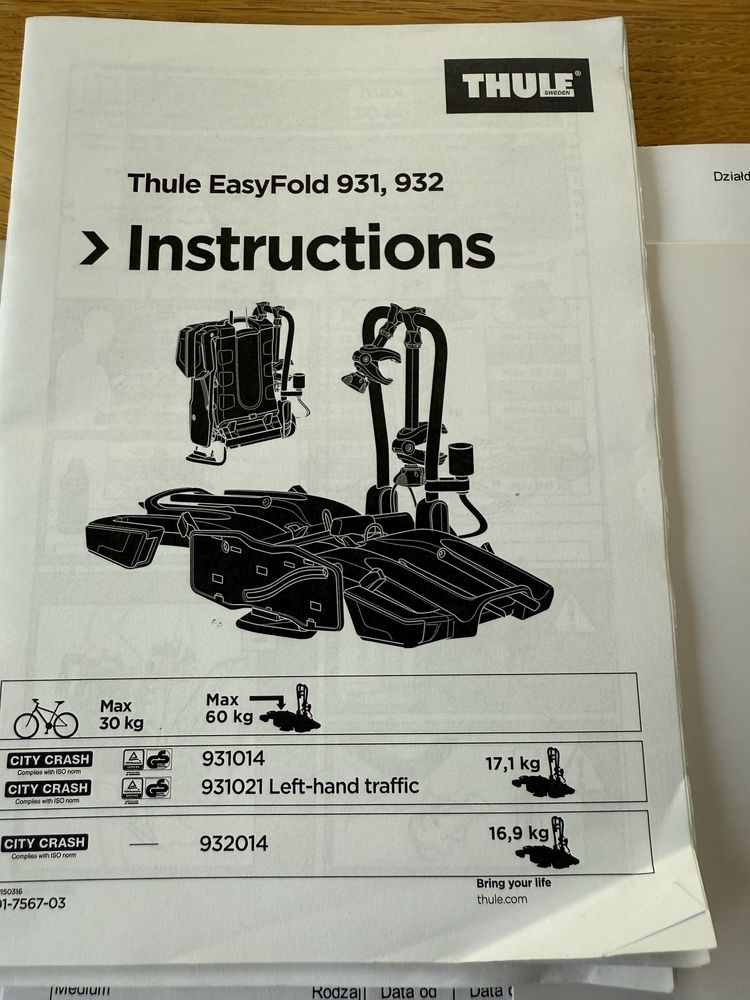Thule Easy Fold 931 na 2 rowery Warszawa