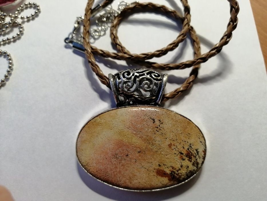 Срібне кольє цитрин, тигрове око, агат, яшма