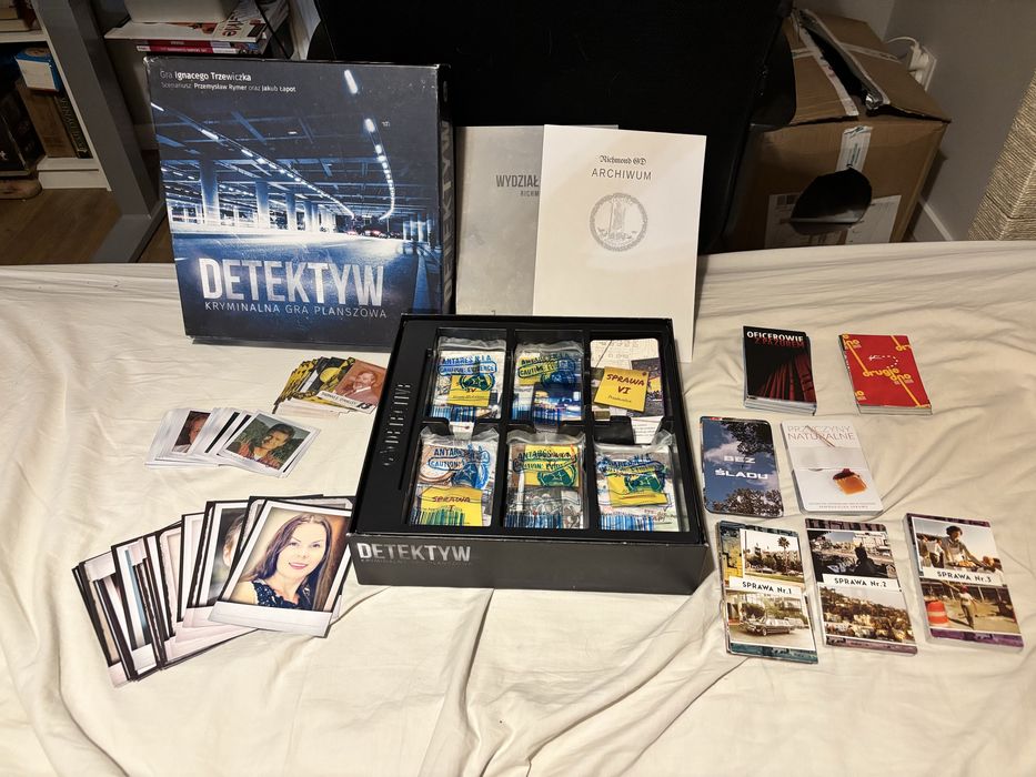 Detektyw: Kryminalna Gra Planszowa, pełny zestaw dodatków +inne sprawy
