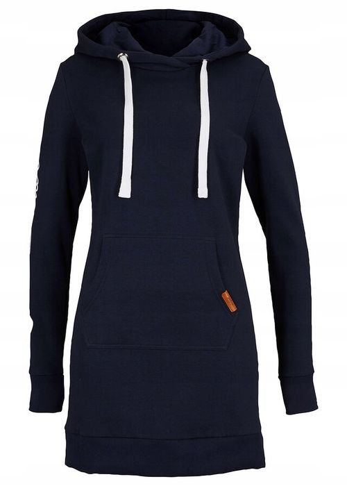B.P.C długa bluza granatowa z kapturem i napisami 36/38.