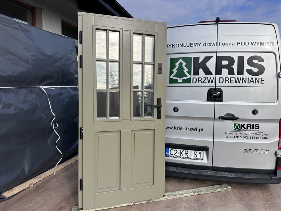 Drzwi zewnętrzne drewniane Na Wymiar nietypowe Montaż Cała Polska