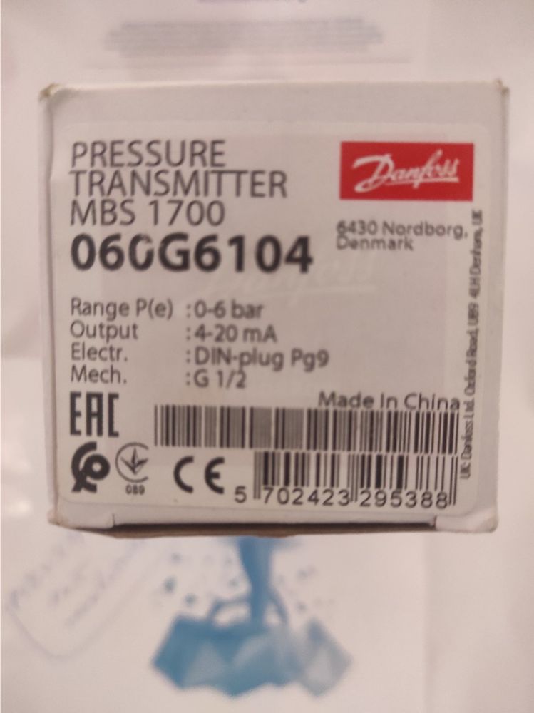 Датчик тиску Danfoss MBS 1700 060G6104 pressure transmitter