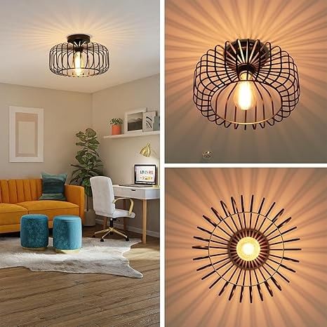 FRIDEKO HOME Lampa sufitowa, czarna, nowoczesna l z metalu