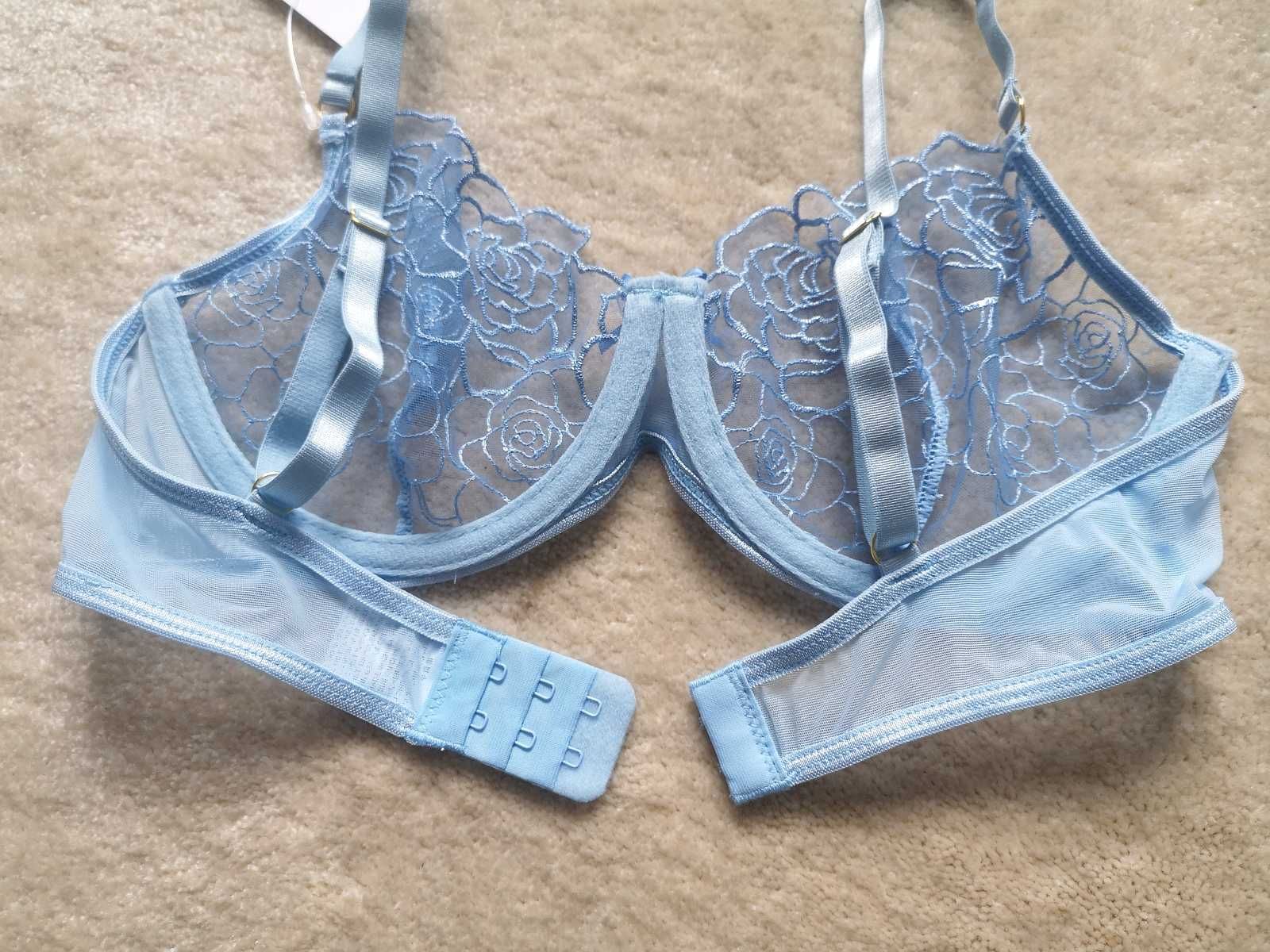 NOWA Błękitna bielizna 40 L niebieska seksowana komplet bielizny sexy