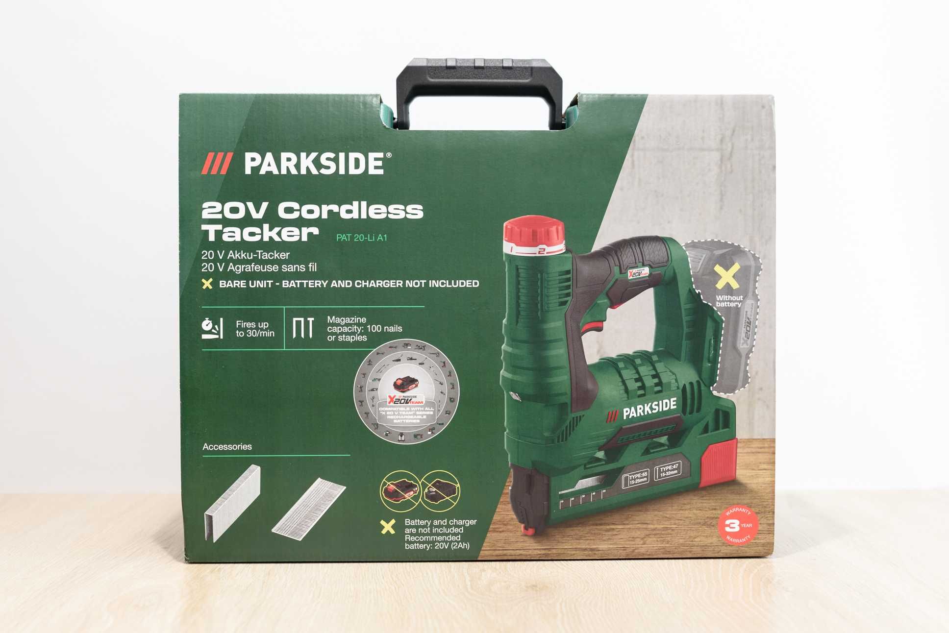 Акумуляторний степлер PARKSIDE PAT 20-Li A1 / для скоб і цвяхів