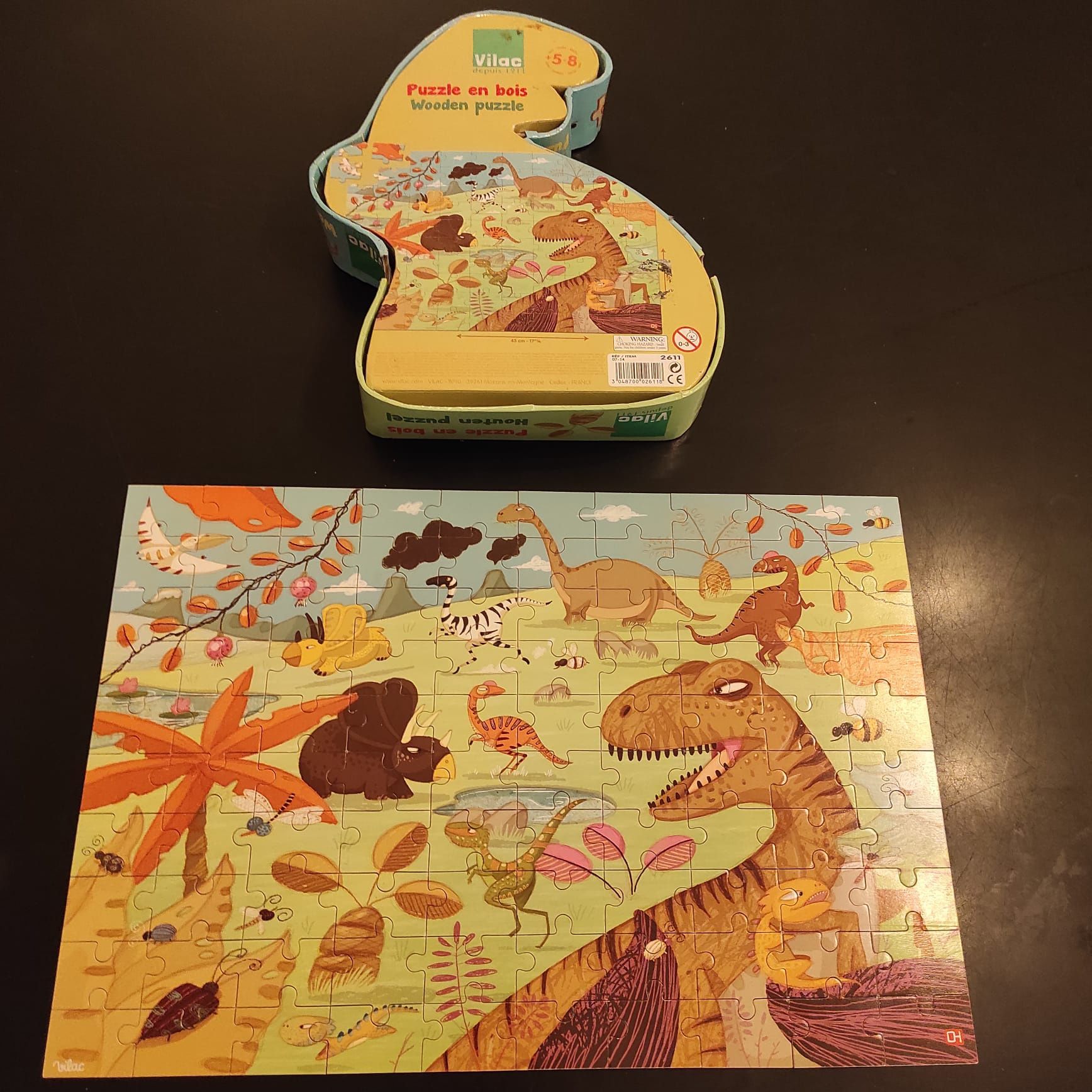 Drewniane puzzle dinozaury 100 el. 45x30 cm