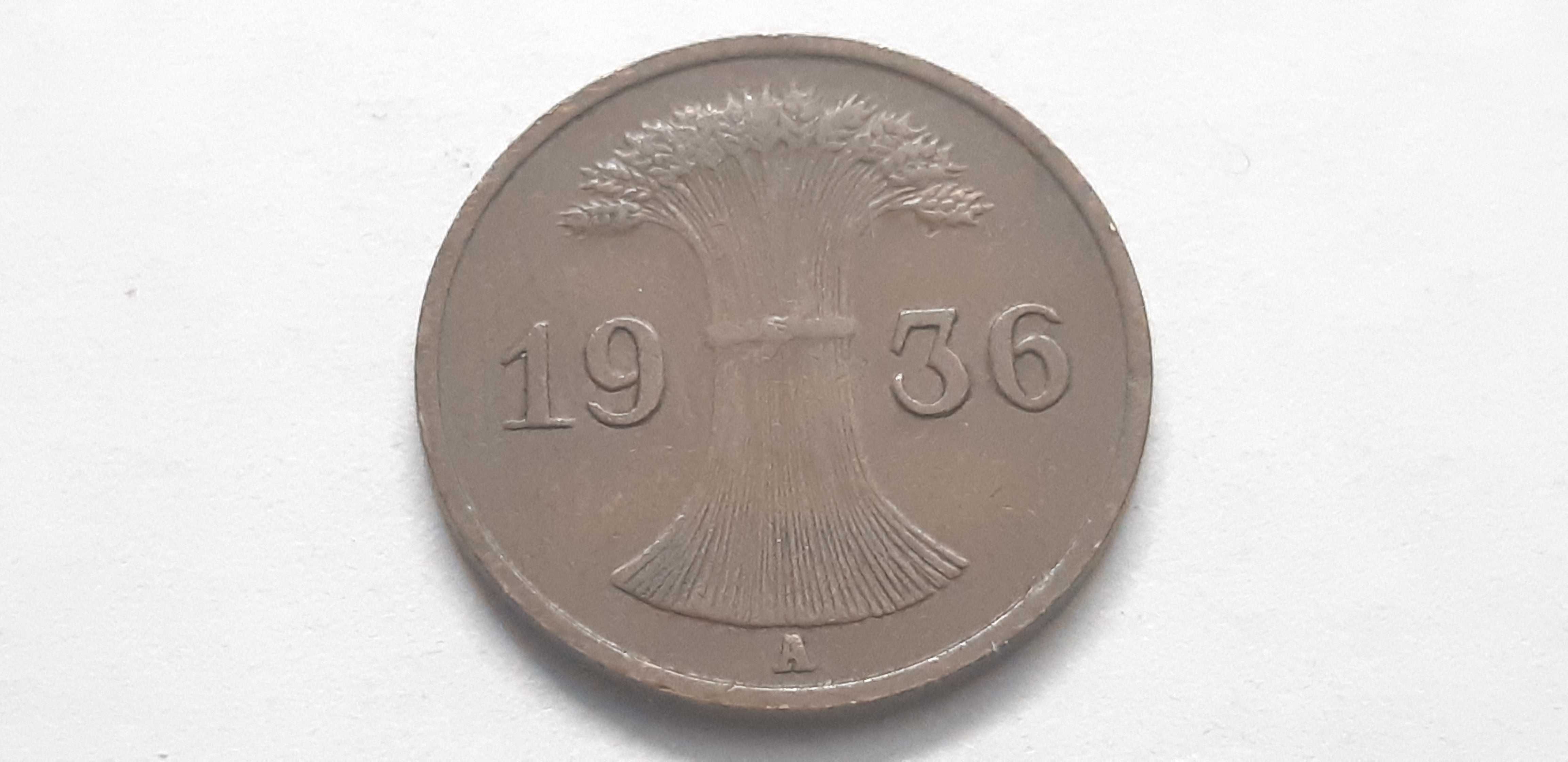 Niemcy Republika Weimarska - 1 fenig, pfennig 1936 - mennica A