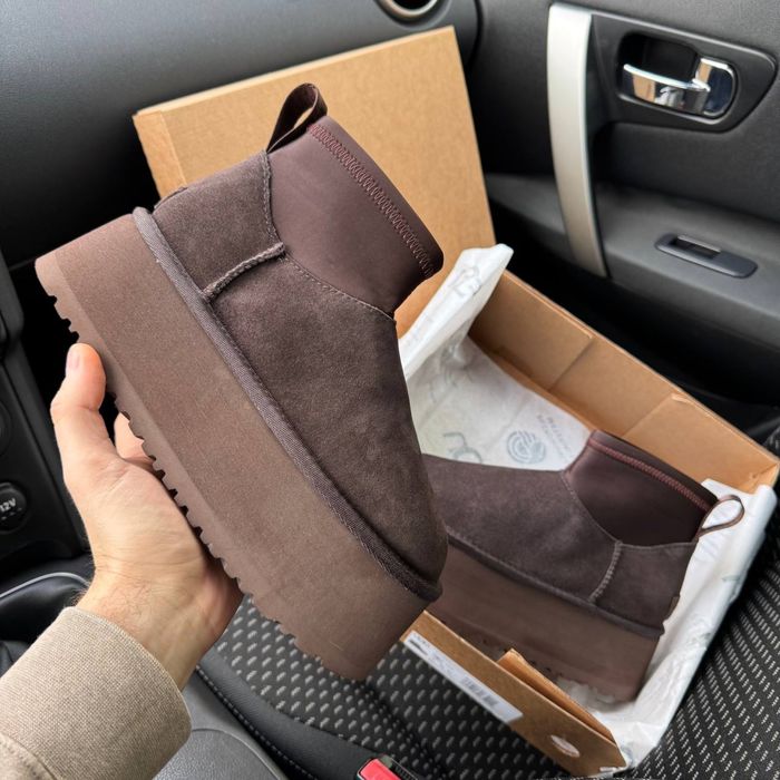 Жіночі уги на платформі з резинкою UGG Dipper Boots Brown Premium