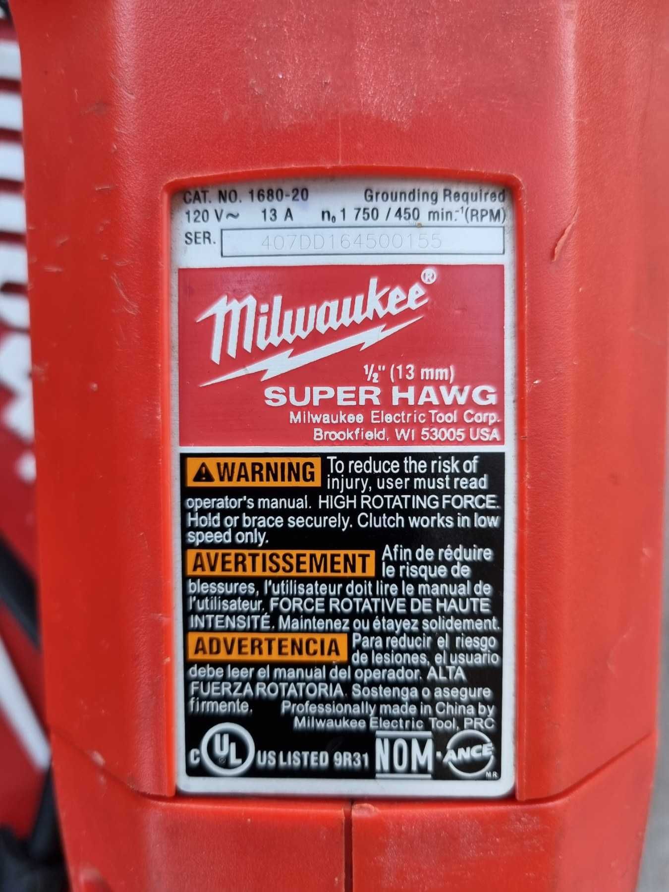Wiertarka kątowa Milwaukee Super HAWG 120V
