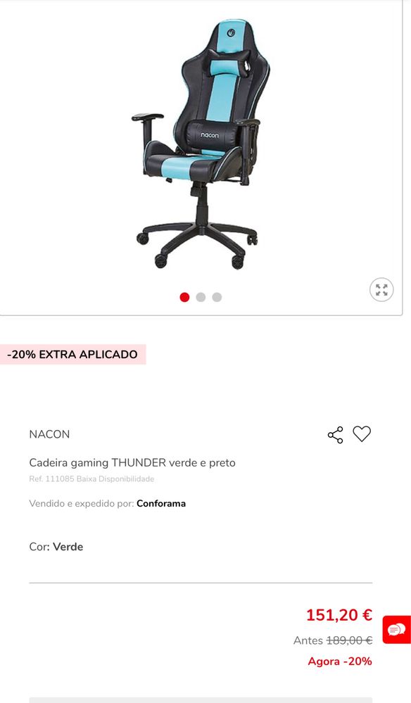 Cadeira gaming thunder Nacon