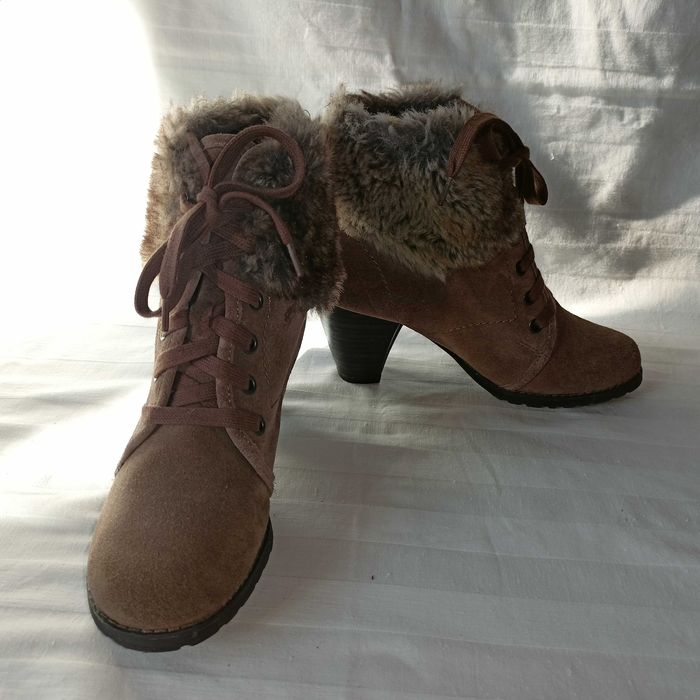 Tamaris botki ocieplane roz. 37 dł. wkł.23,5 cm- skóra -stan bdb