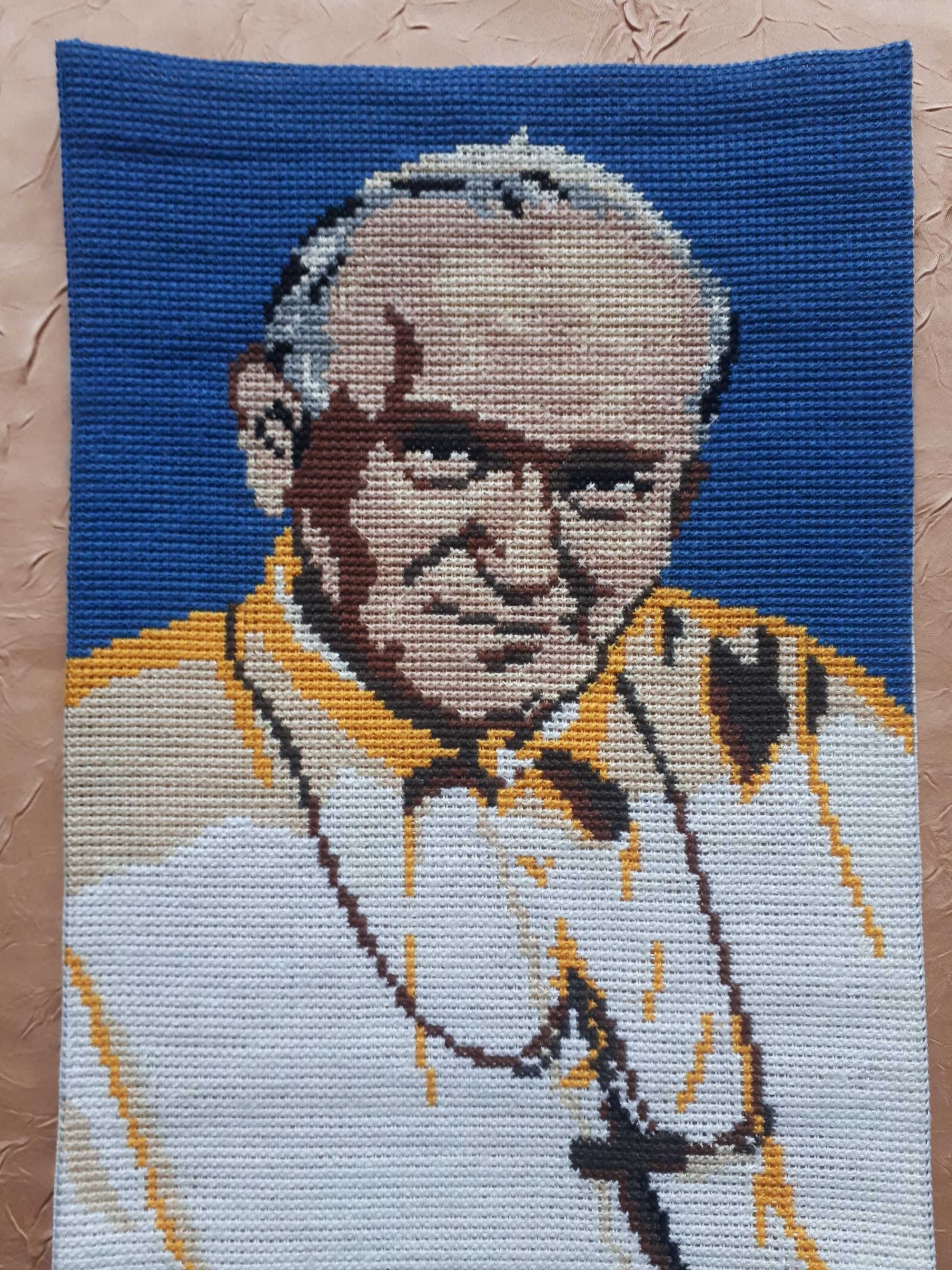 Obraz Jan Paweł II - wymiary 20 x 30 cm, haft krzyżykowy