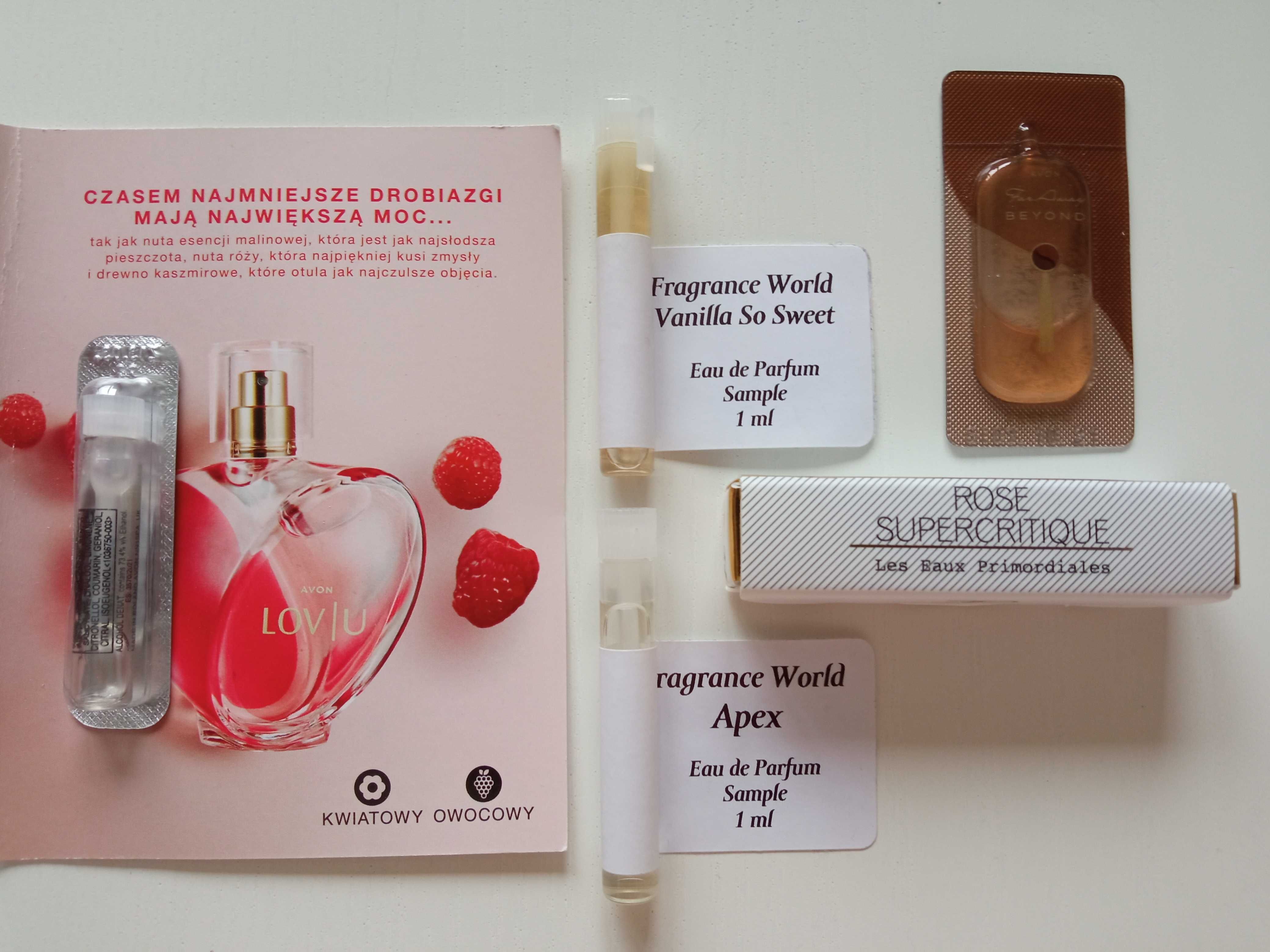 Próbki perfum m.in. ROSE SUPERCRITIQUE Les Eaux Primordiales Fragrance
