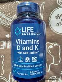 Life Extension, Вітаміни Д D 3 і K 2 з морським йодом, 60 капсул