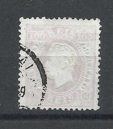 Selos portugueses – D. Luís I, fita direita, 100 reis, 1870a1876