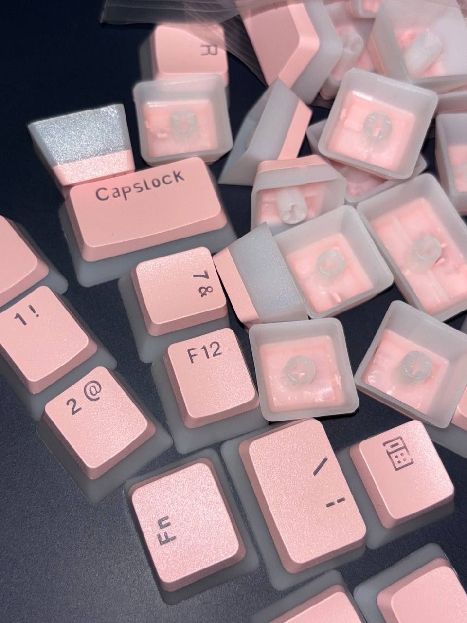 Keycaps, кейкапи для клавіатури, рожеві з білим