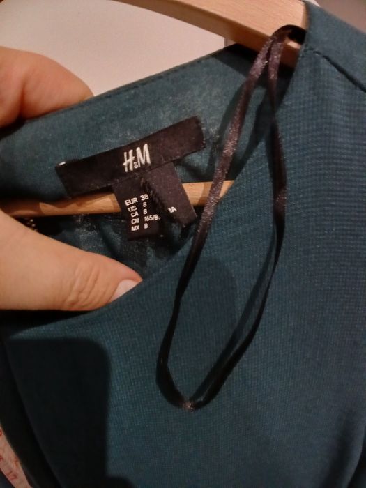 Шифонова сукня середньої довжини h&m темно-зелена