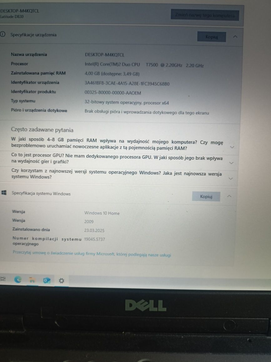 Laptop Dell latitude D830