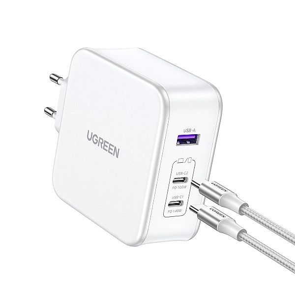 Ładowarka sieciowa GaN Ugreen Nexode Cd289 USB-A/2xUSB-C 140w + kabel