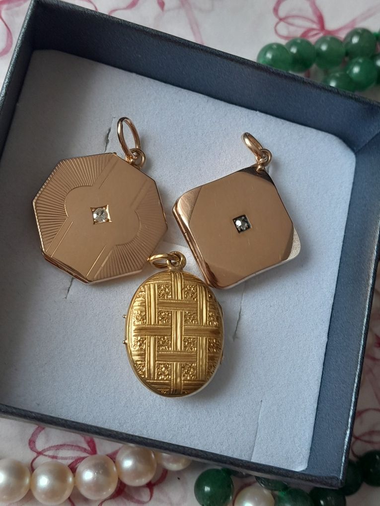 Medalion Antyk Złoto 585 Diament Wisior Certyfikat