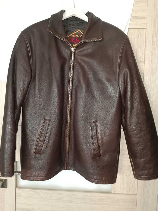 Натуральна шкіряна куртка Dolly 50-52XL. Демі 2-в-1 знімається хутро.