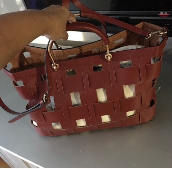 Zara basket tote  кожаная сумка из плетеной кожи