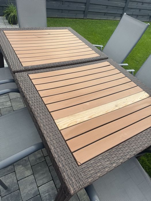 Duzy stol ogrodowy rozkladany 230x100 na taras + krzesla